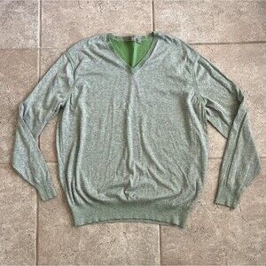 Raffi Green Size XL V-Neck Ribbed Trim Classic Pullover Sweater Buisness Casual